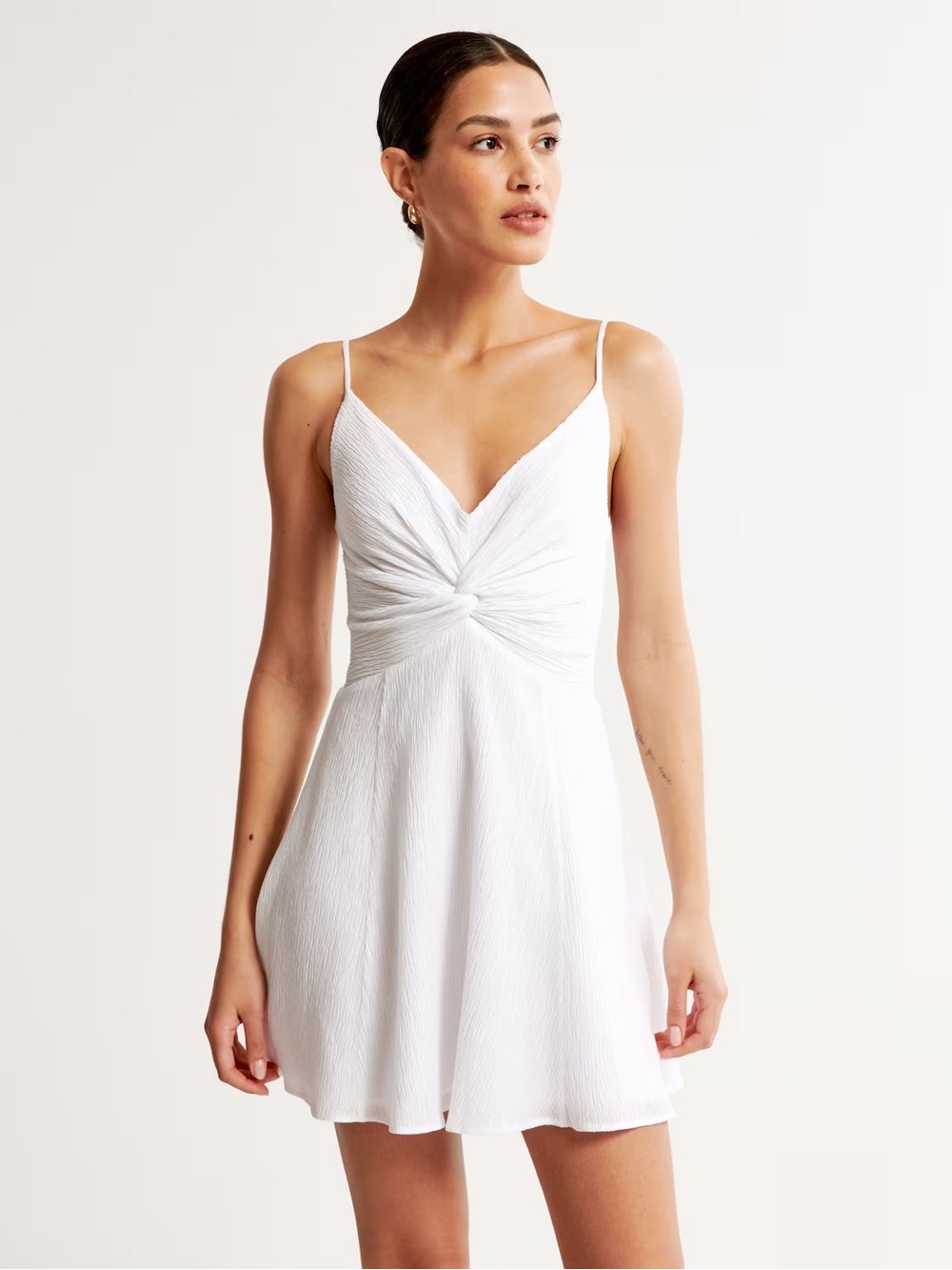 Abercrombie & Fitch Crinkle Textured Twist-Front Mini Dress